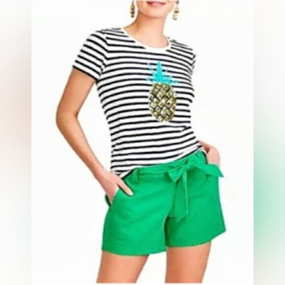 J. Crew Sequin Pineapple Tee, Navy & White Striped, Summer, Spring | XL - Picture 10 of 10